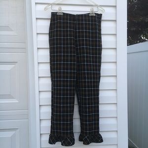 Zara plaid frill hem trousers
